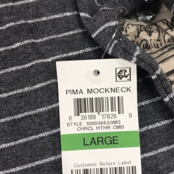 Charter Club Cotton Striped Mock-Neck T-Shirt - Picture 6 of 8